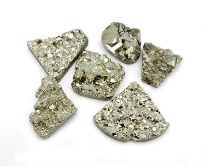 Top view of 6 Pyrite Mixed Shape Cabochons