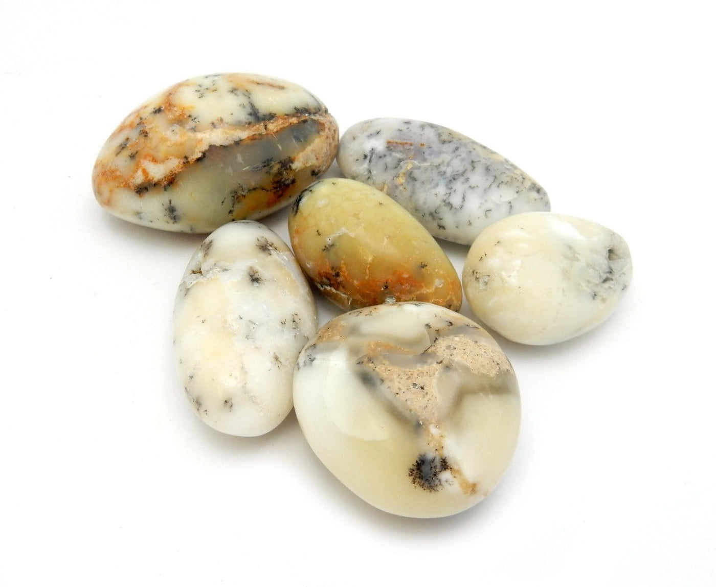Large Tumbled Agate stones on white background