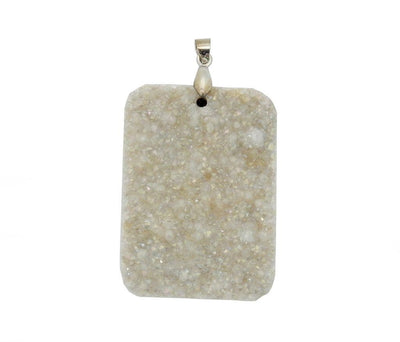 Light Colored Druzy Titanium Treated Cabochon with Silver Plated Bail--Close up view of detailed patterns. 