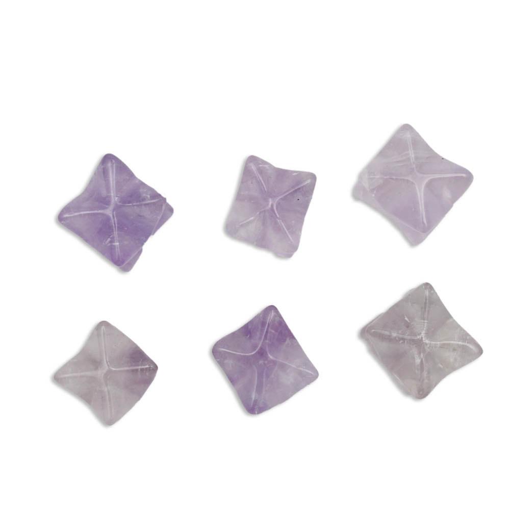 6 Merkaba Star Amethyst on a white background.