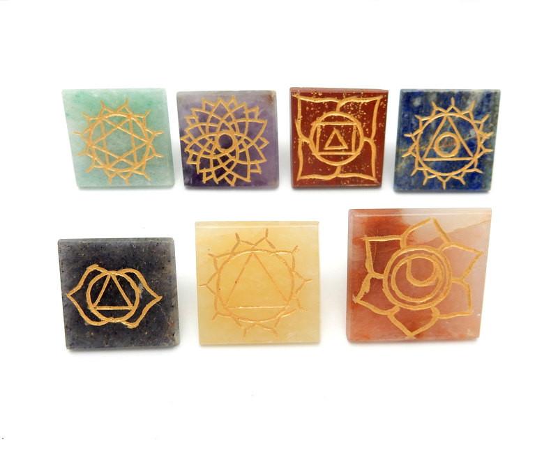 Pyramid Chakra Set - 7 pieces showing the bottoms