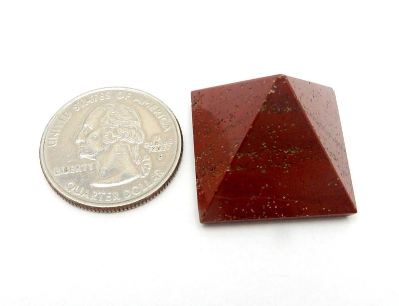 Pyramid Chakra Set - jasper next to a quarter