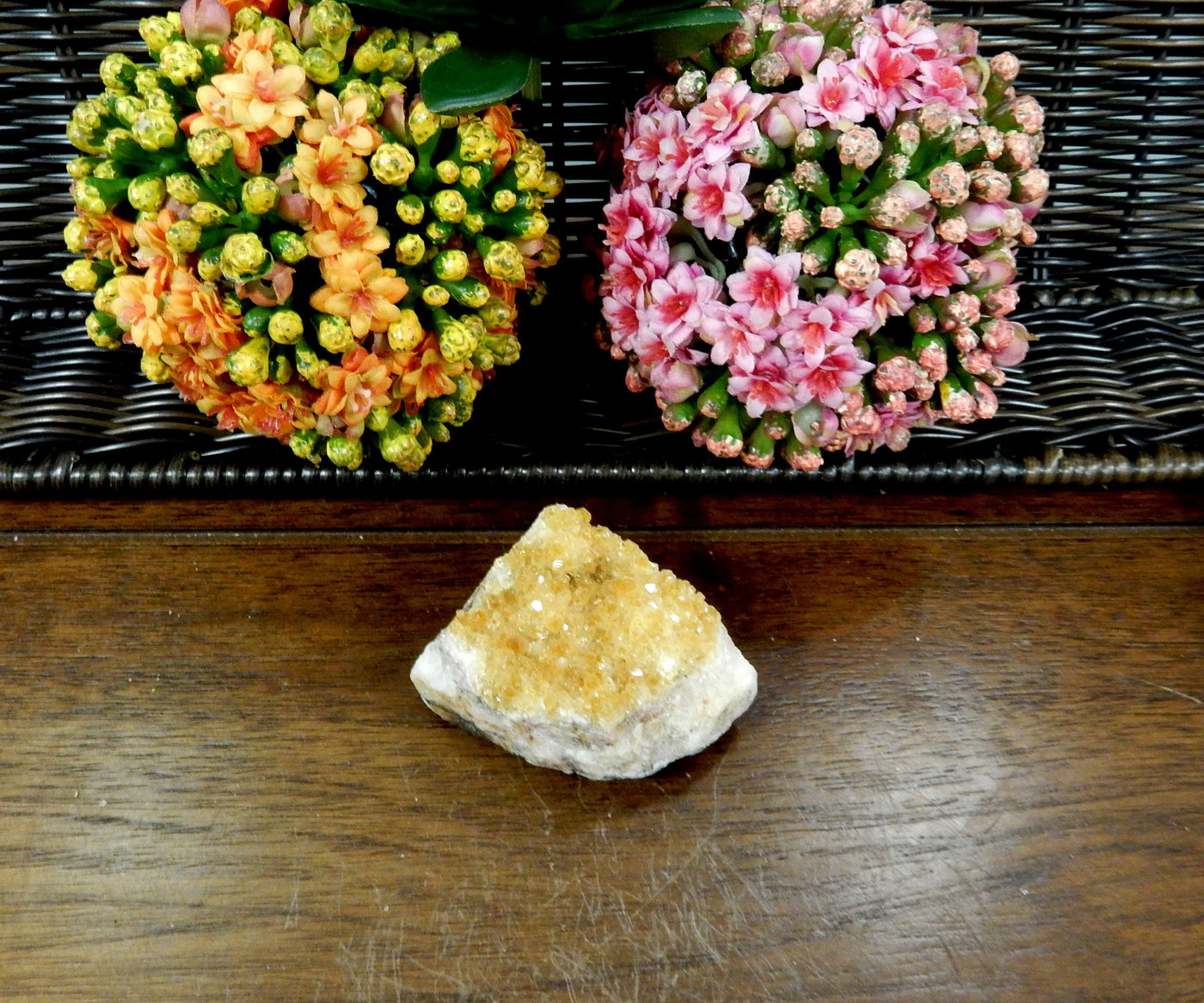 Citrine Cluster - Clusters 1/2 LB - one on a table