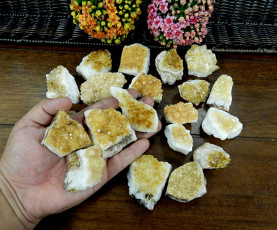 Citrine Cluster - Clusters 1/2 LB - 4 in a hand