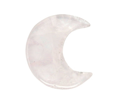 Rose Quartz Half Crescent Moon - Drilled displayed on a white surface.