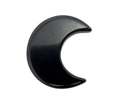 Black Obsidian Half Crescent Moon - Drilled displayed on a white surface.