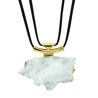Crystal Quartz Cluster Necklace in 24k Gold Electroplated displayed on white background