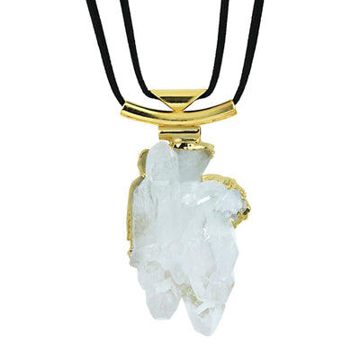Crystal Quartz Cluster Necklace  displayed to show a different natural formation