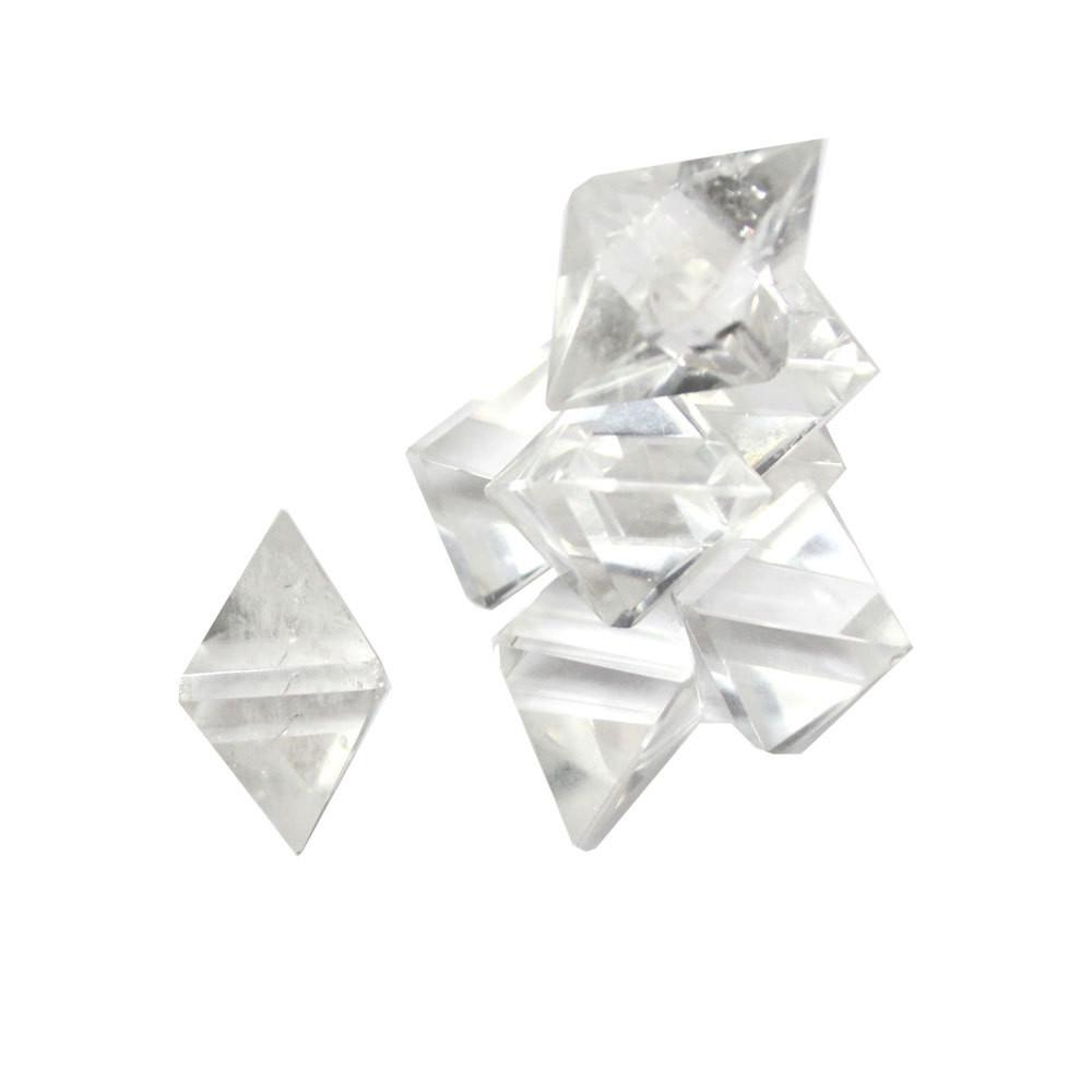 Diamond Shaped Crystal Quartz side view for thickness reference