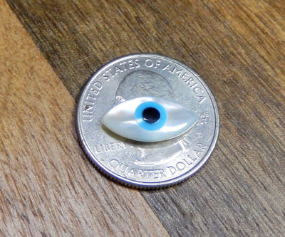 mother of peal Greek eye on quarter for size reference