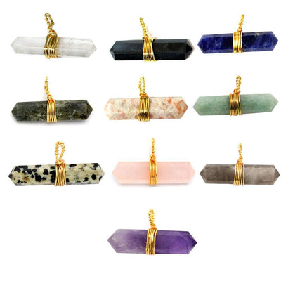 10 different style/colors of pendants with gold wire