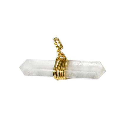 One Pendants wire wrapped in gold in Crystal quartz 