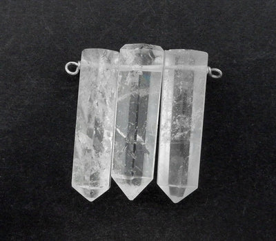 triple crystal point necklace available with silver double bails 