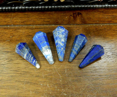Five Lapis Lazuli Pendulum Point Top Side Drilled Bead