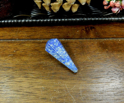 Lapis Lazuli Pendulum Point Top Side Drilled Bead side view