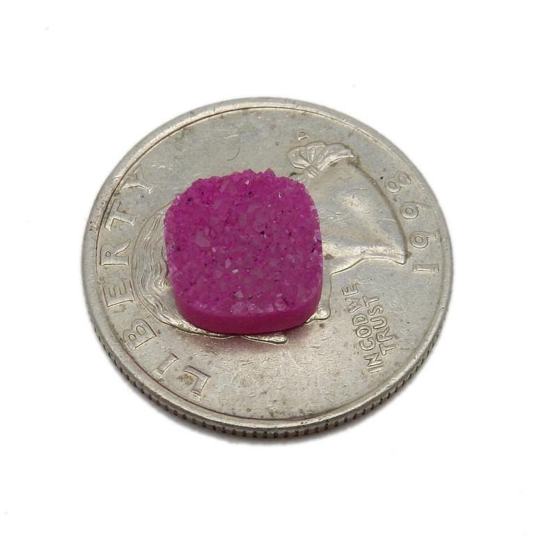 druzy square cabochons on white background