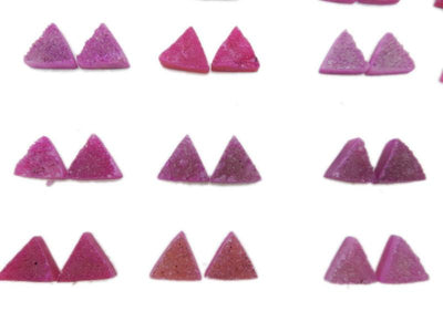 Pink Triangle Druzy Pair - Beautiful 10mm Triangle Shaped Druzy - Jewlery Supplies -  Druzy Stones - (RK93B18-18)