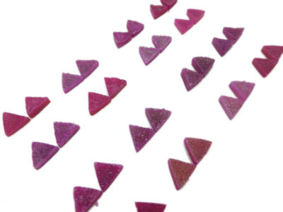 Pink Triangle Druzy Pair - Beautiful 10mm Triangle Shaped Druzy - Jewlery Supplies -  Druzy Stones - (RK93B18-18)