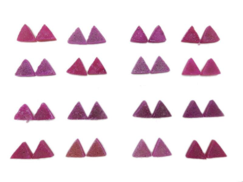 Pink Triangle Druzy Pair - Beautiful 10mm Triangle Shaped Druzy - Jewlery Supplies -  Druzy Stones - (RK93B18-18)