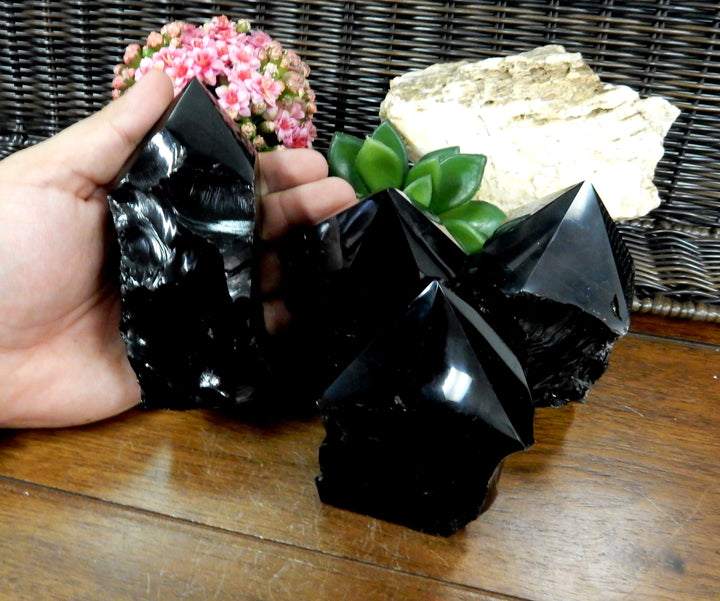 Black Obsidian Crystal Semi Polished Point - By Weight – Rock Paradise