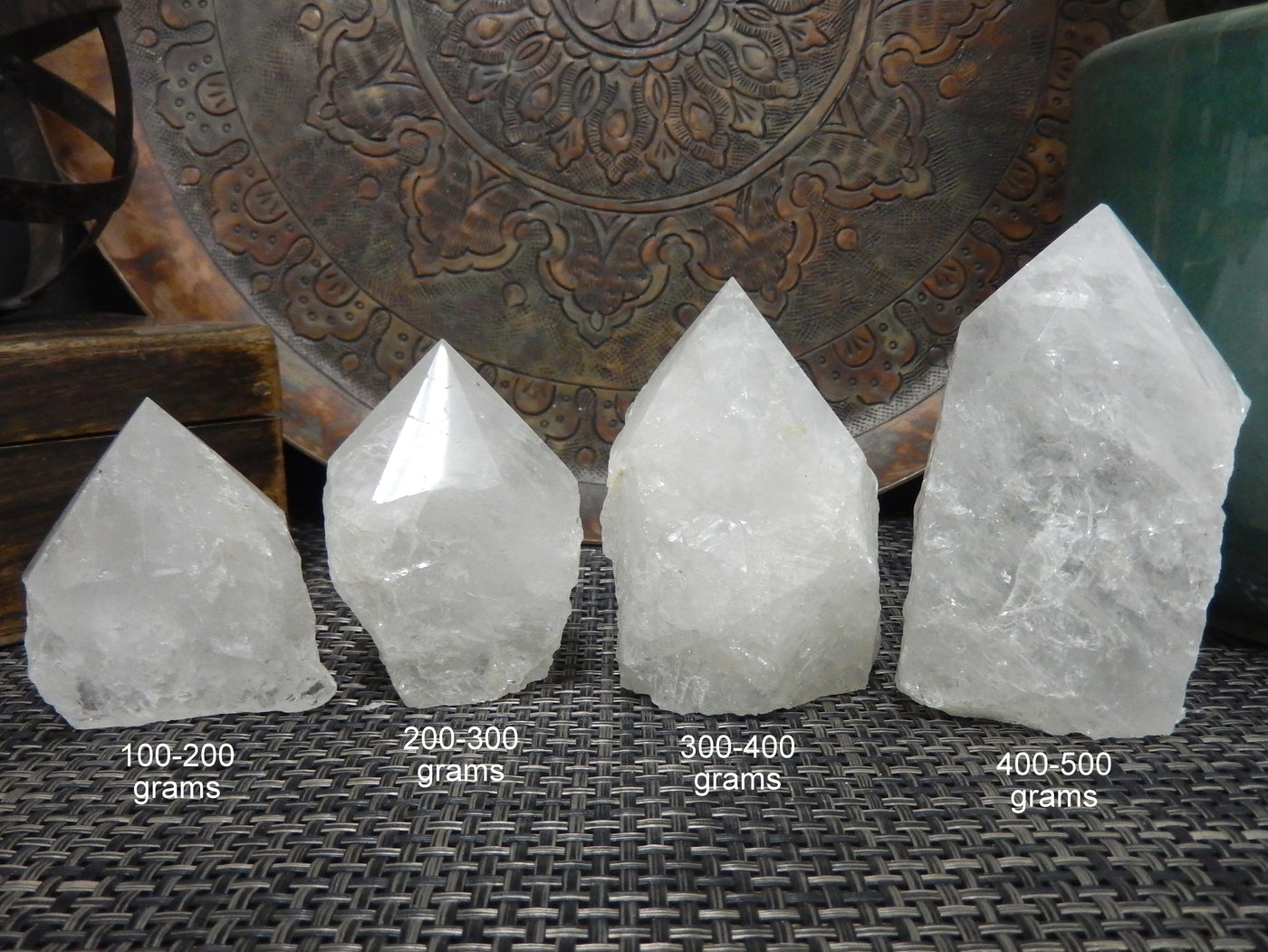 Crystal Quartz Semi Polished Points with sizes caklled out for the choices available