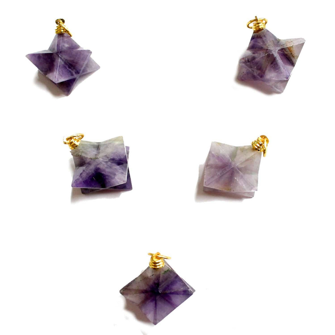 Purple Amethyst Merkaba Star Pendant  - 5 on a table