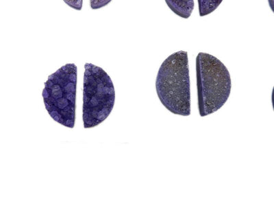 half moon druzy cabochons on white background