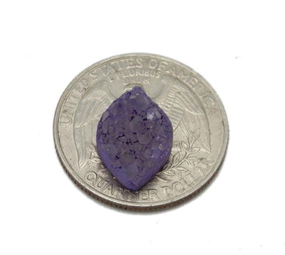 purple marquise druzy on a quarter for size reference 