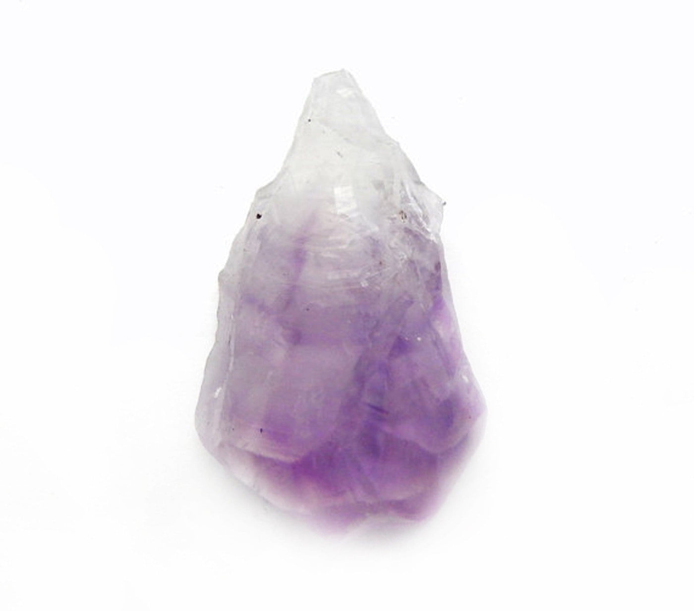 Up close shot of Raw Amethyst Point on white background