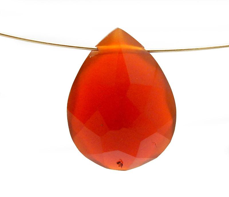 Red Onyx  Briolette on gold wire on white background
