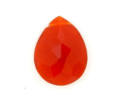 Up close shot of Red Onyx  Briolette on white background