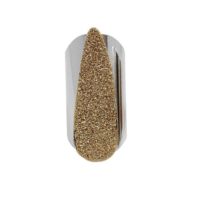 A Teardrop Druzy Rings With Electroplated 24k silver Cigar Band in color Gold