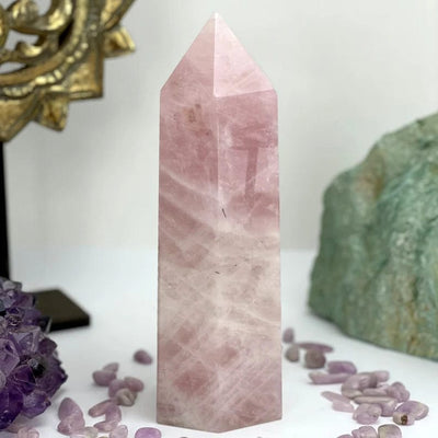 Rose Quartz Polished Point Tower from another view