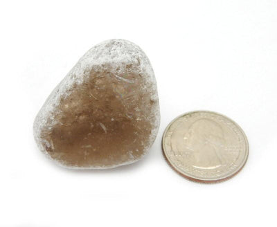 tumbled smoky quartz seer stone with quarter for size reference