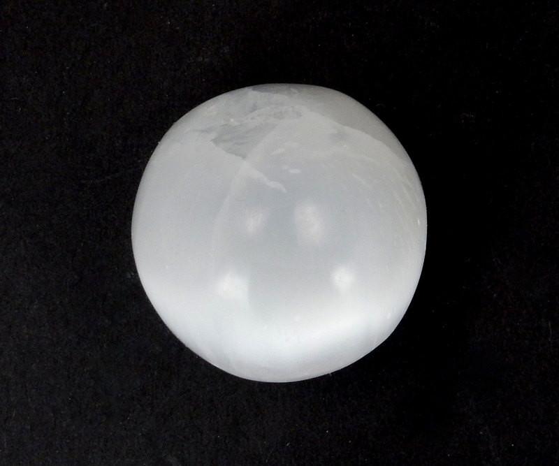 close up of one selenite sphere