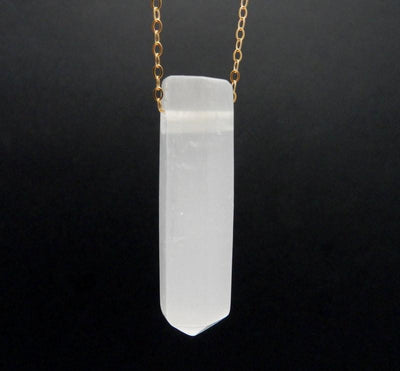 Selenite Pendant Pencil Point Bead - Selenite Point Top Side Drilled Bead - (RK22B13-03)