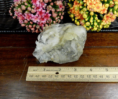 one small phantom selenite cluster with ruler for size reference