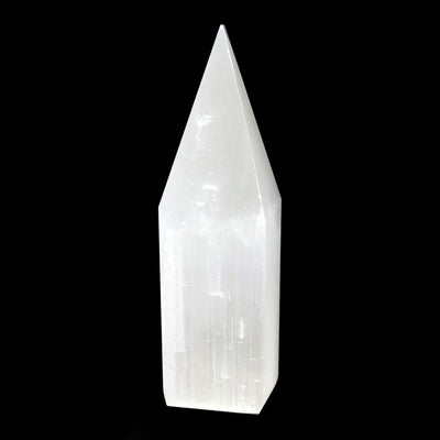 close up of one selenite tower obelisk point for details