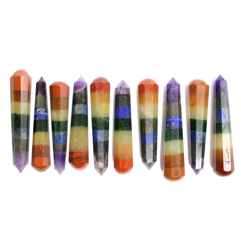 many seven chakra crystal tower obelisk points on display for possible variations