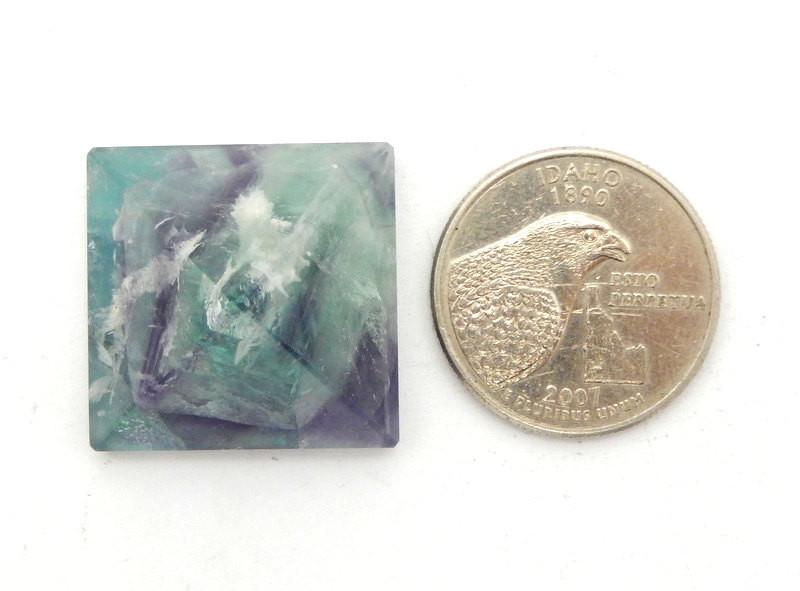Small Fluorite Pyramid -  Rainbow Fluorite - by a quarter