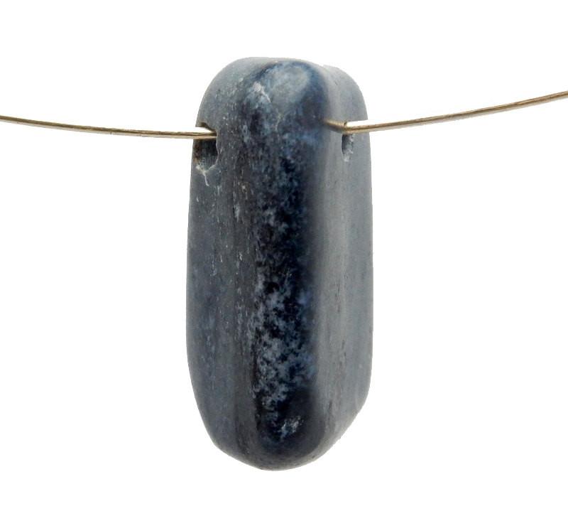 Drilled Tumbled Stone Sodalite Beads With Wire shown as a Necklace on White Background.