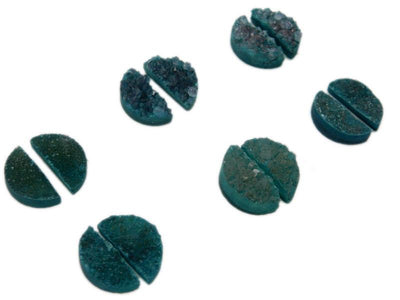 6 pairs of the Teal Green Half Moon Druzy stones