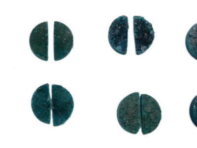 4 pairs of the Teal Green Half Moon Druzy stones
