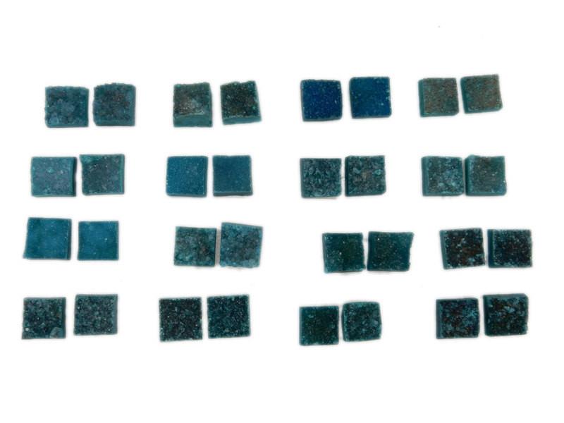 16 small sets of the Teal Green Square druzy Pairs