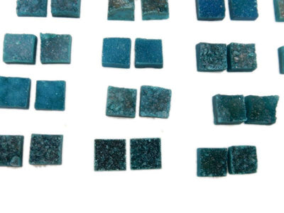 12 small sets of the Teal Green Square druzy Pairs