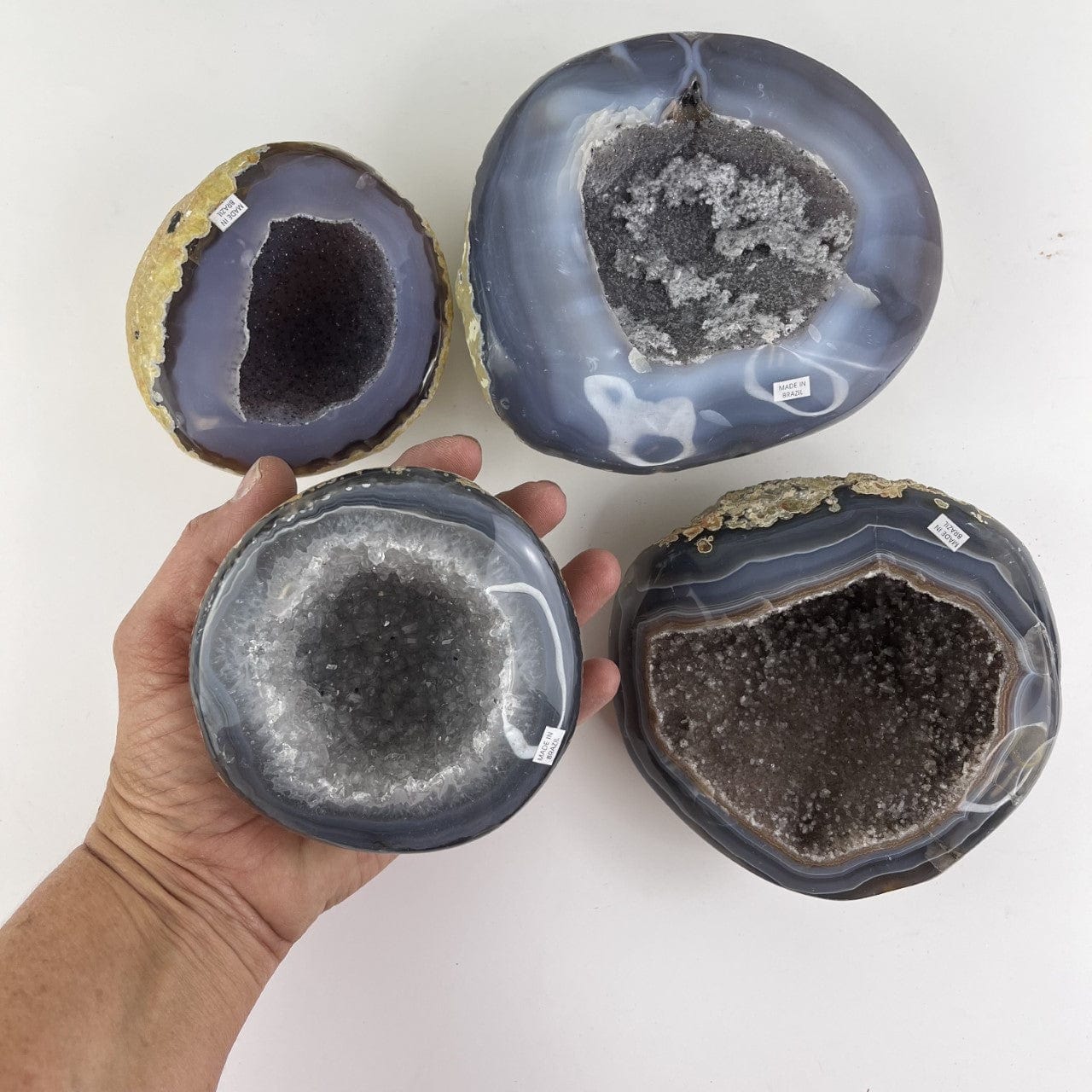 Bulk Lot 4 Polished Geode Halves - Amazing Druzy – Rock Paradise