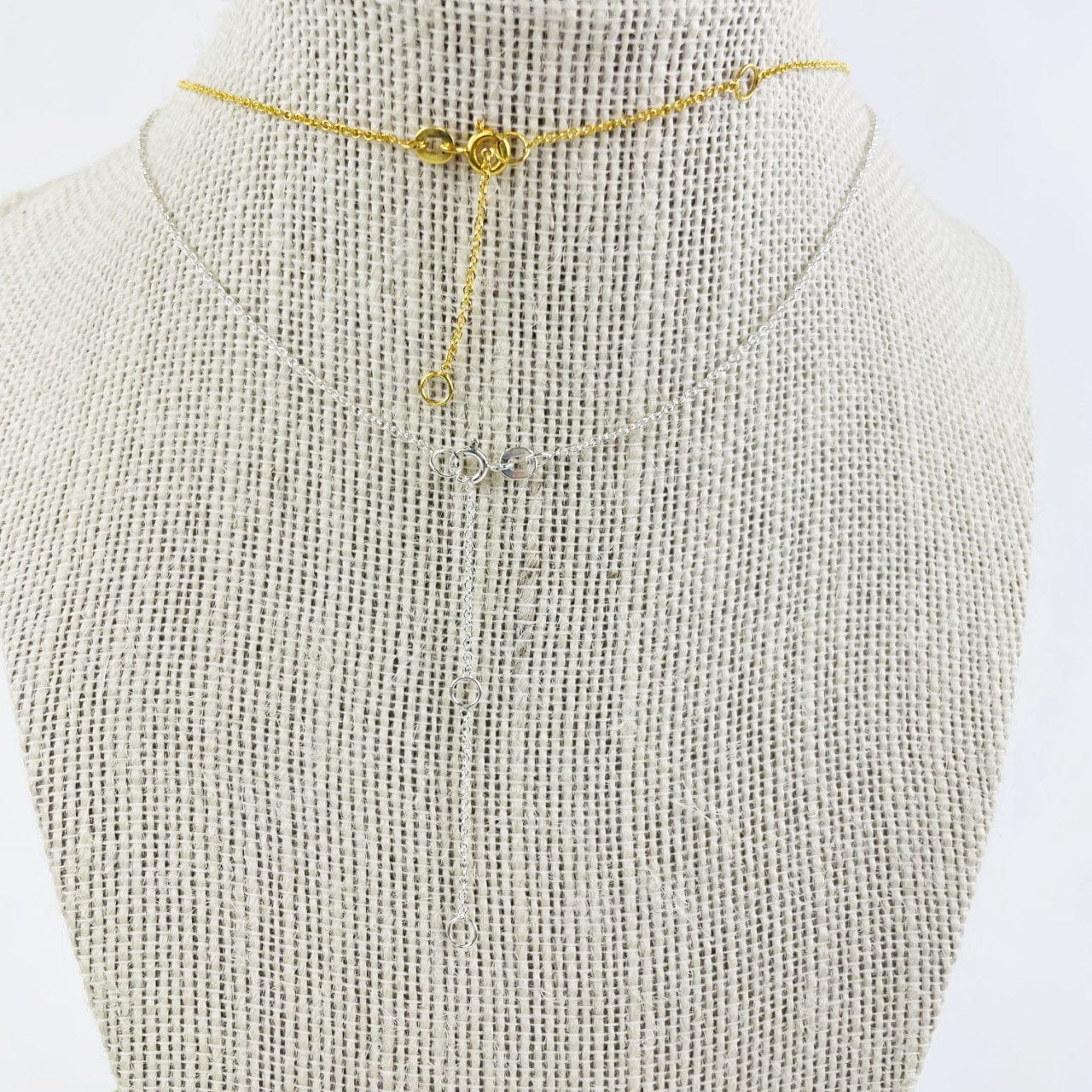 Gold and Silver necklaces with clasps from back