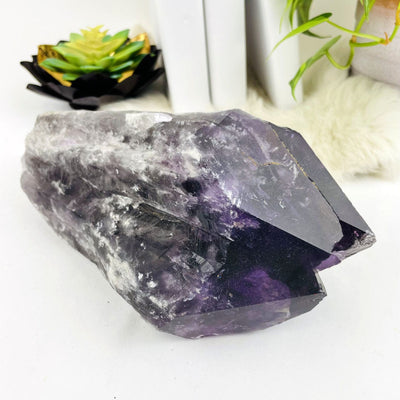 Elestial Amethyst Large Point from another angle up close