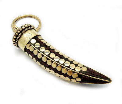 a Tibetan Style Keychain Horn with Brown Mosaic