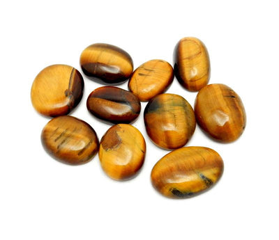 tigers eye cabochons on white background